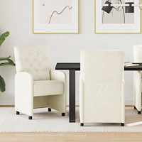 vidaXL Matstolar med hjul med hjul 2 pcs Kräm 58 x 67 x 97 cm Sammet