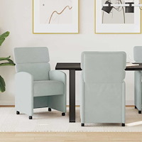 vidaXL Matstolar med hjul 2 pcs Ljusgrå 58 x 65 x 98 cm Sammet