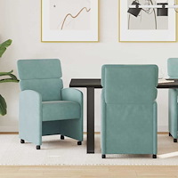 vidaXL Matstolar med hjul 2 pcs havsgrön 58 x 65 x 98 cm Sammet