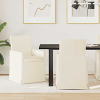 vidaXL Matstolar med hjul 2 pcs Beige 57 x 67 x 95 cm Linne