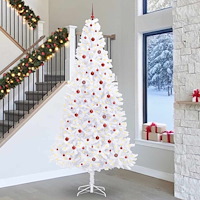 vidaXL Konstgjord julgran med 300 LED-lampor Vit 300 cm PVC och stål