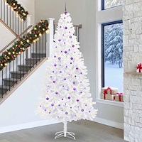 vidaXL Konstgjord julgran med 300 LED-lampor Vit 300 cm PVC och stål
