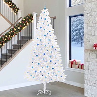vidaXL Konstgjord julgran med 300 LED-lampor Vit 300 cm PVC och stål
