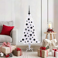 vidaXL Konstgjord julgran med 150 LED-lampor Vit 120 cm PVC och Stål