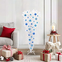vidaXL Konstgjord julgran med 150 LED-lampor Vit 120 cm PVC och Stål