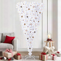 vidaXL Konstgjord julgran med 300 LED-lampor Vit 210 cm PVC och Stål