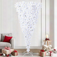 vidaXL Konstgjord julgran med 300 LED-lampor Vit 240 cm PVC och Stål
