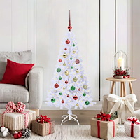 vidaXL Konstgjord julgran med 150 LED-lampor Vit 120 cm PVC och stål