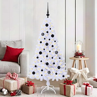 vidaXL Konstgjord julgran med 150 LED-lampor Vit 150 cm PVC och stål