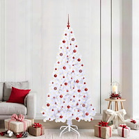 vidaXL Konstgjord julgran med 300 LED-lampor Vit 210 cm PVC och stål