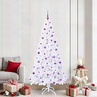 vidaXL Konstgjord julgran med 300 LED-lampor Vit 210 cm PVC och stål