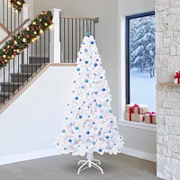 vidaXL Konstgjord julgran med 300 LED-lampor Vit 240 cm PVC och stål