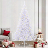 vidaXL Konstgjord julgran med 300 LED-lampor Vit 240 cm PVC och stål