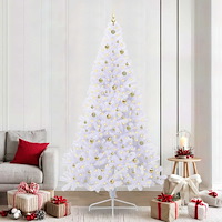 vidaXL Konstgjord julgran med 300 LED-lampor Vit 240 cm PVC och stål