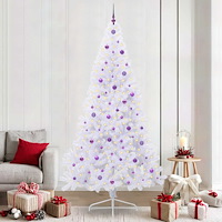 vidaXL Konstgjord julgran med 300 LED-lampor Vit 240 cm PVC och stål