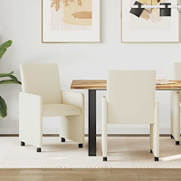 vidaXL Matstolar med hjul 2 pcs Kräm 57 x 66 x 94 cm Konstläder