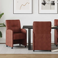 vidaXL Matstolar med hjul med hjul 2 pcs Skinande brun 57 x 67 x 95 cm