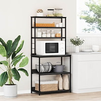 vidaXL Köks hylla Svart Ek 80 x 40 x 168 cm Konstruerat trä