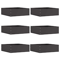 vidaXL Kant för gräsmatta 6 pcs Svart 40 x 40 x 13 cm Stål