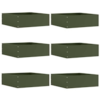 vidaXL Kant för gräsmatta 6 pcs Olivgrön 40 x 40 x 13 cm Stål