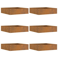 vidaXL Kant för gräsmatta 6 pcs Rostig 50 x 50 x 13 cm