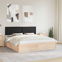 vidaXL Sängram med Klädd Huvudgavel Svart 180 x 200 cm Massiv furu
