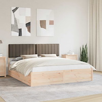vidaXL Sängram med Klädd Huvudgavel Taupe 180 x 200 cm Massiv furu