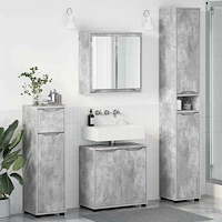 vidaXL Badrumsmöbelset med låda 4 pcs Betonggrå Konstruerat trä