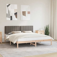 vidaXL Sängram med Klädd Huvudgavel Taupe 180 x 200 cm Massiv furu