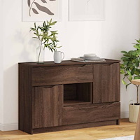 vidaXL Sideboard med låda Brun Ek 100 x 30 x 65,6 Konstruerat trä