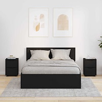 vidaXL Sängbord med låda 2 pcs Svart 30,5 x 30 x 43 cm Konstruerat trä