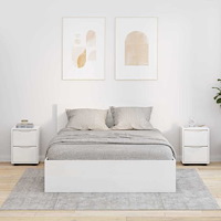 vidaXL Sängbord 2 pcs Högblanka vita 30,5 x 30 x 43 cm Konstruerat trä