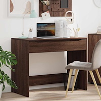 vidaXL Skrivbord med låda Brun Ek 100 x 50 x 78 cm Konstruerat trä