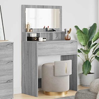 vidaXL Sängrum Smyckesbord med låda Grå Sonoma 80 x 39,6 x 135 cm