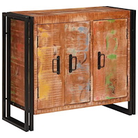 vidaXL Skåp med dörrar Brun Massivt Återvunnet Trä och Metall