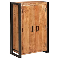 vidaXL Skåp med dörrar Brun Massivt akaciaträ och metall