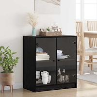 vidaXL Sidokabinett Svart Ek 68 x 37 x 75,5 cm Konstruerat trä