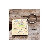 The Sugar Shed OS Map Wooden Square Key-ring - Yorkshire Dales National Park