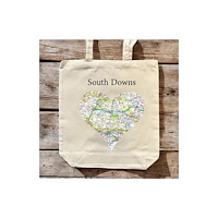 The Sugar Shed OS Map Premium Canvas Tote Bag - South Downs National Park