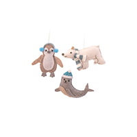 SASS & BELLE Arctic Animals Flat Felt Hanging Decorations - Set of 3