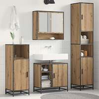 vidaXL Badrumsmöbelset med hylla 3 pcs Artisan Ek Konstruerat trä