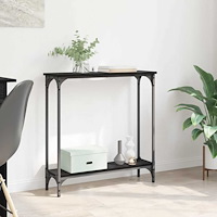 vidaXL Konsolbord med hylla Svart Ek 75 x 22,5 x 75 cm Konstruerat trä