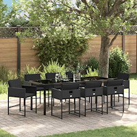 vidaXL Trädgårdsmöbelset 9 pcs Svart konstrotting