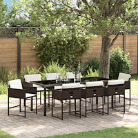 vidaXL Trädgårdsmöbelset 9 pcs Brun konstrotting