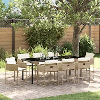vidaXL Trädgårdsmöbelset 9 pcs Beige konstrotting