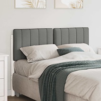 vidaXL Klädd sänggavel Vit och ljusgrå 120 cm Massiv furu