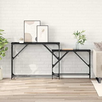 vidaXL Konsolbord 2 pcs Svart Ek 100 x 28 x 75 cm Konstruerat trä