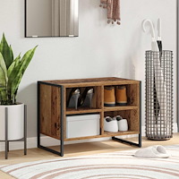 vidaXL Skoskåp med lagring Gammalt trä 60 x 35 x 44 cm Konstruerat trä