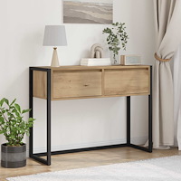 vidaXL Sidobord med låda Artisan Ek 100 x 36 x 75 cm Konstruerat trä