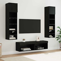 vidaXL TV-väggmodul med LED -remsljus 6 pcs Svart Ek Konstruerat trä